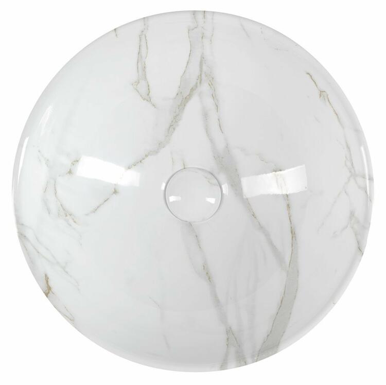 DALMA keramické umyvadlo na desku, Ø 42 cm, carrara