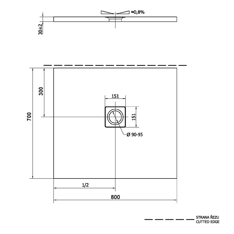 Obdélníková sprchová vanička z litého mramoru 80×70 cm bílá – Polysan Flexia 11241