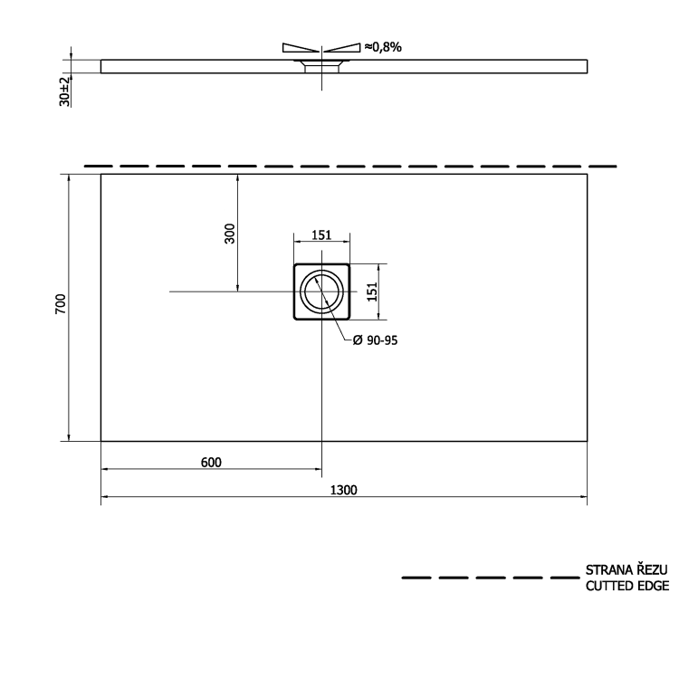 Obdélníková sprchová vanička z litého mramoru 130×70 cm bílá – Polysan Flexia 90121