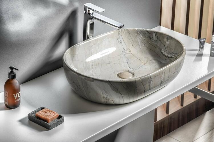 DALMA keramické umyvadlo na desku, 59x42cm, grigio