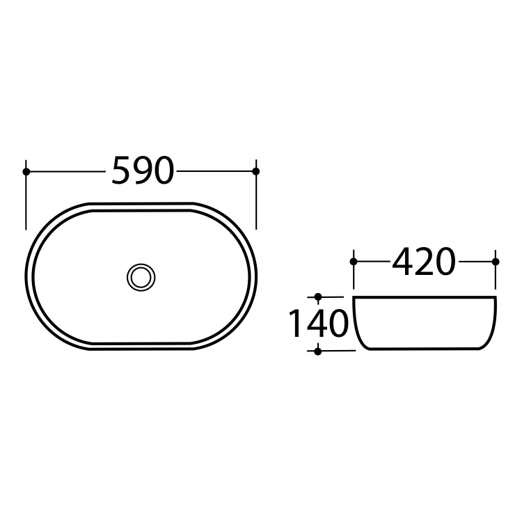 DALMA keramické umyvadlo na desku, 59x42cm, grigio