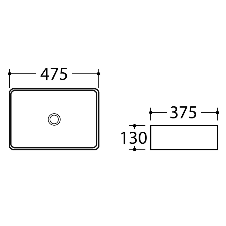 DALMA keramické umyvadlo na desku, 48x38m, grigio