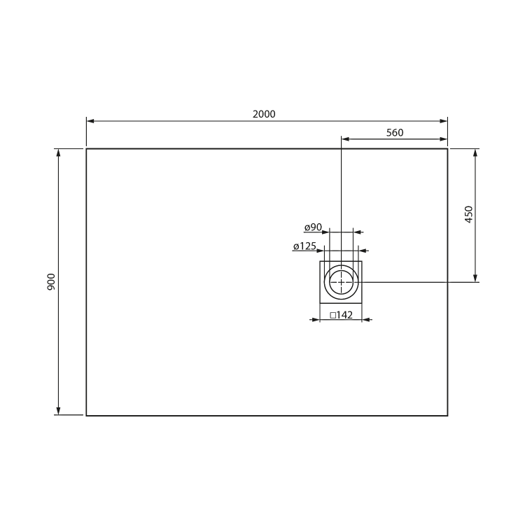 Obdélníková sprchová vanička z litého mramoru 200×90 cm šedá – Gelco Mitia PMS20090
