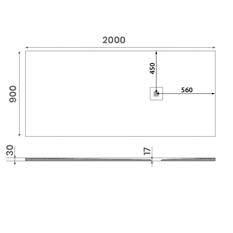 Obdélníková sprchová vanička z litého mramoru 200×90 cm černá – Gelco Mitia PMC20090