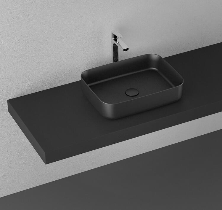 INFINITY RECTANGLE keramické umyvadlo na desku, 50x36cm, černá mat