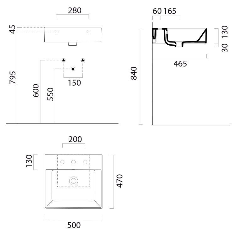 keramické umyvadlo 50x47 bílá - GSI Kube X 9430111
