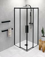 ALTIS BLACK čtvercový sprchový kout 800x800 mm, rohový vstup, čiré sklo | Více - 