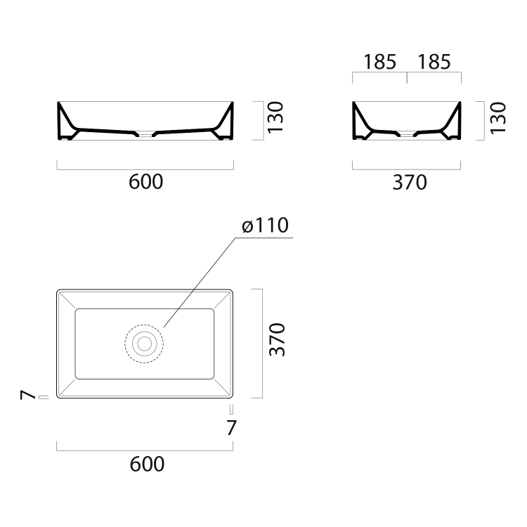 Keramické umyvadlo 60x37 cm bílá - GSI Kube X 945311