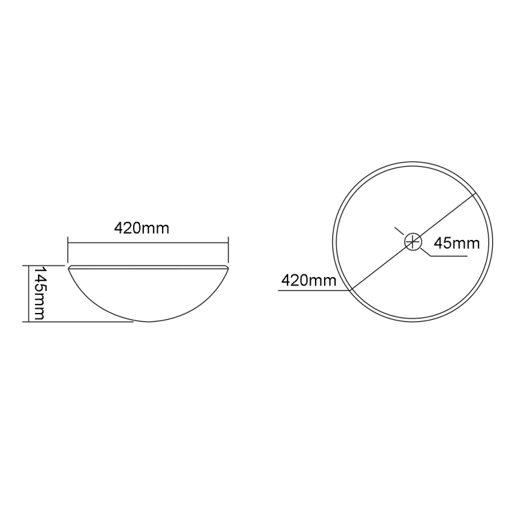 TOSEMI skleněné gravírované umyvadlo na desku Ø 42 cm, čirá