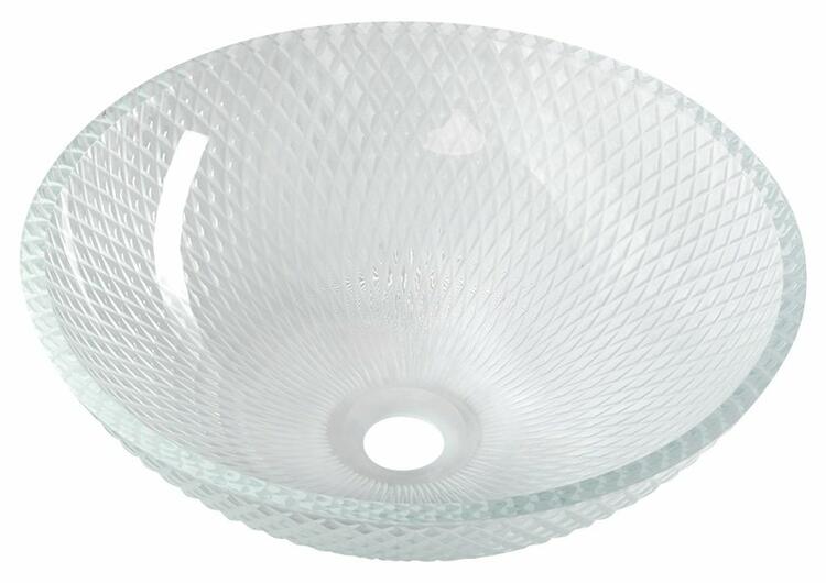 PUKETA skleněné gravírované umyvadlo na desku Ø 42 cm, čirá