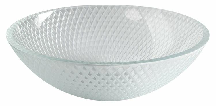 PUKETA skleněné gravírované umyvadlo na desku Ø 42 cm, čirá