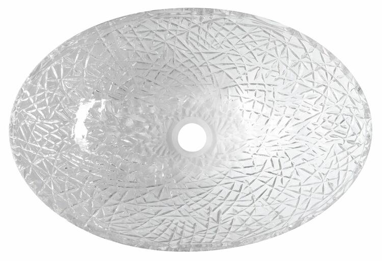 PURUS skleněné gravírované umyvadlo na desku, 50x36cm, čirá