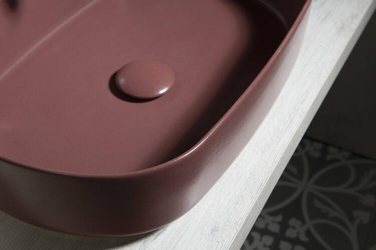 INFINITY OVAL keramické umyvadlo na desku, 55x36cm, maroon red