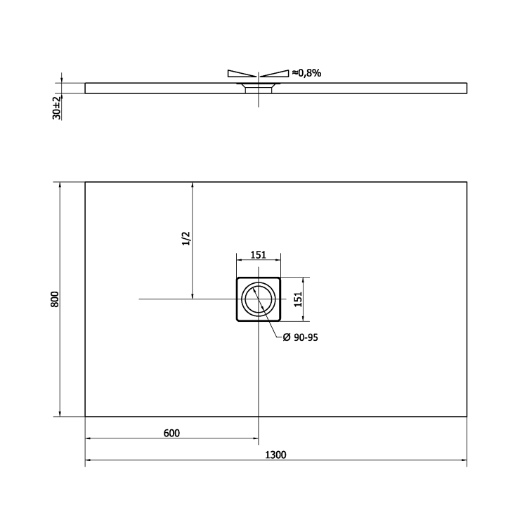 Obdélníková sprchová vanička z litého mramoru 130×80 cm bílá mat – Polysan Flexia 72899MAT