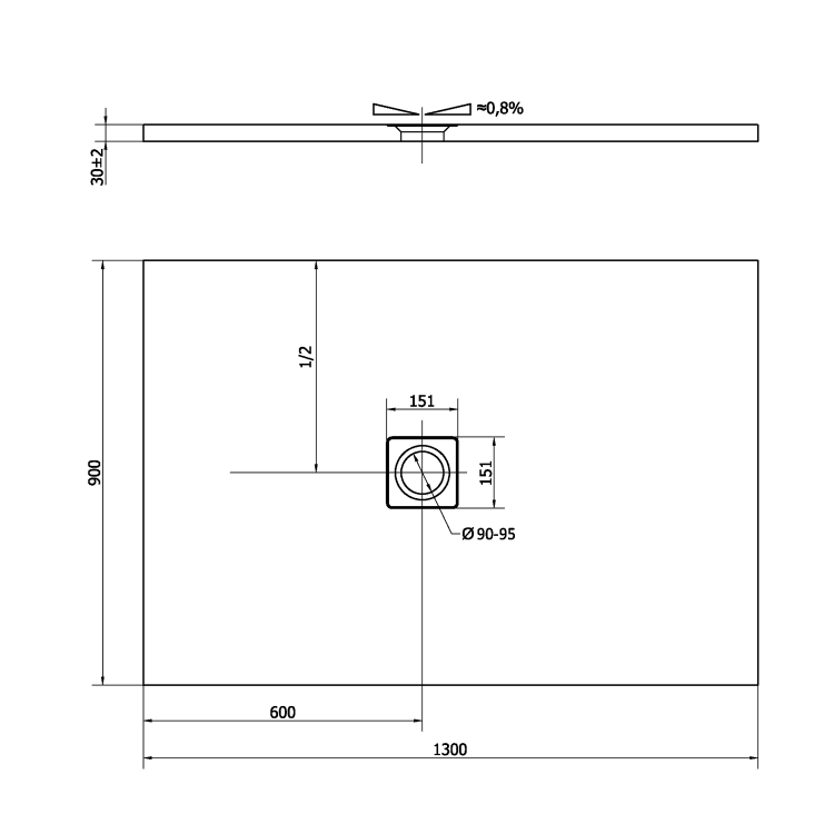 Obdélníková sprchová vanička z litého mramoru 130×90 cm bílá mat – Polysan Flexia 72896MAT
