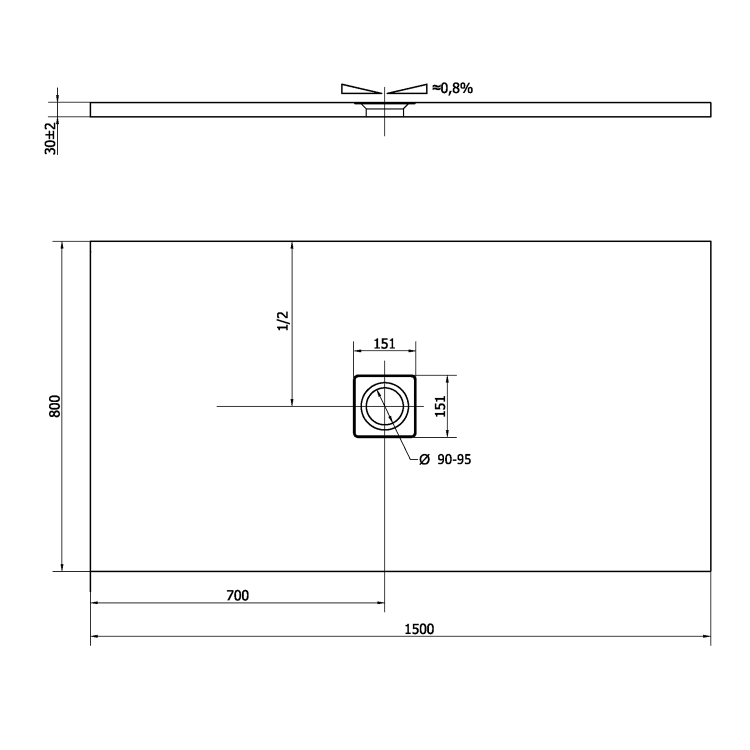 Obdélníková sprchová vanička z litého mramoru 150×80 cm bílá mat – Polysan Flexia 72901MAT