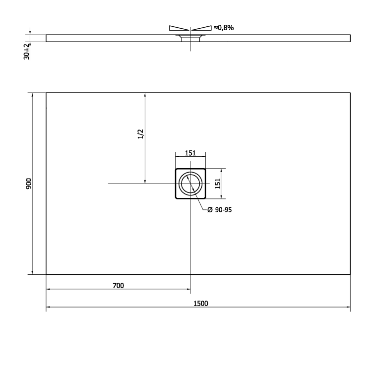 Obdélníková sprchová vanička z litého mramoru 150×90 cm bílá mat – Polysan Flexia 72898MAT