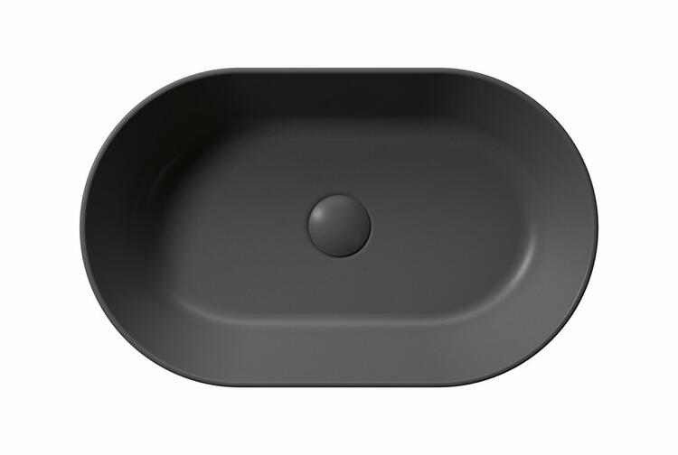 KUBE X keramické umyvadlo na desku, 60x37cm, oválné, černá mat