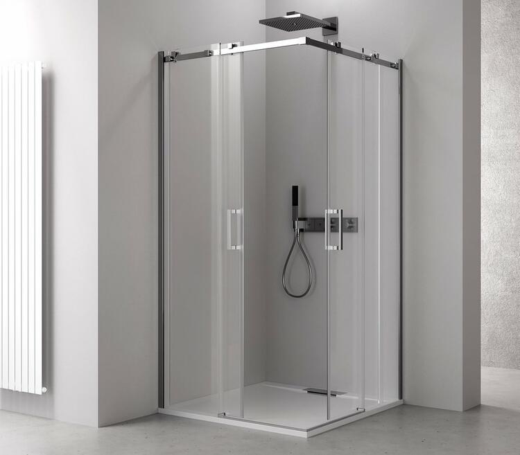 THRON SQUARE čtvercový sprchový kout 800x800mm, hranaté pojezdy, rohový vstup