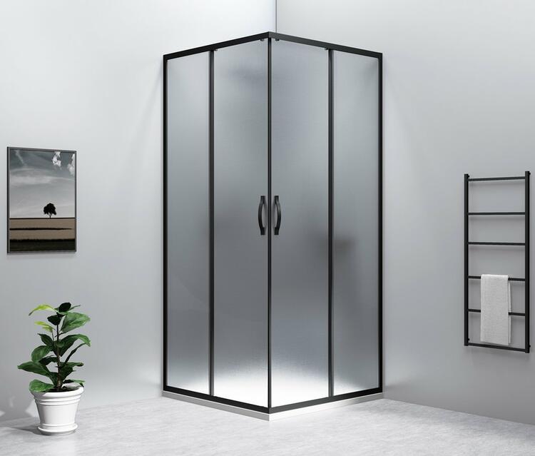 SIGMA SIMPLY BLACK čtvercový sprchový kout 800x800 mm, rohový vstup, sklo Brick