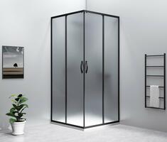 SIGMA SIMPLY BLACK čtvercový sprchový kout 900x900 mm, rohový vstup, sklo Brick | Více - 