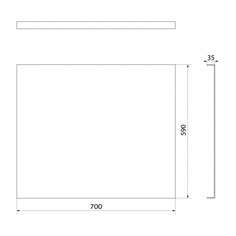 PLAIN panel boční 70x59cm, černá mat