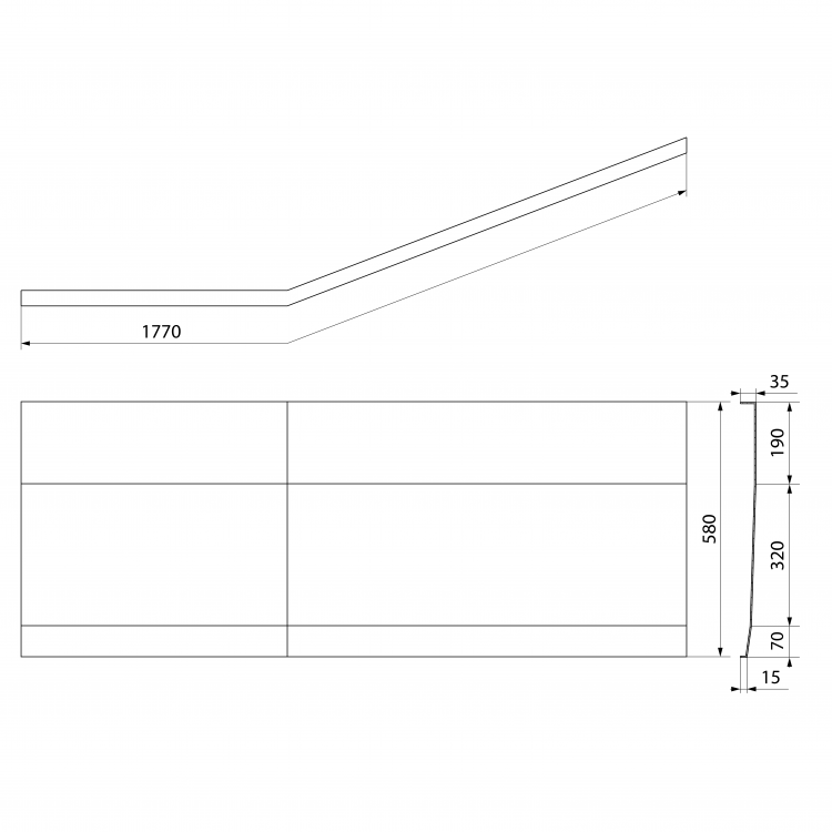TIGRA L 170 panel čelní, černá mat