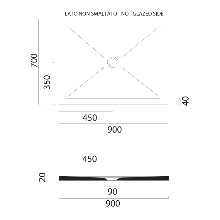 Obdélníková sprchová vanička 90×70 cm bílá mat – GSI Extra flat 46090709