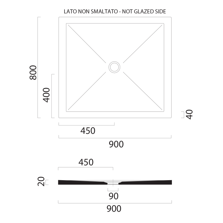 Obdélníková sprchová vanička 90×80 cm bílá mat – GSI Extra flat 46090809