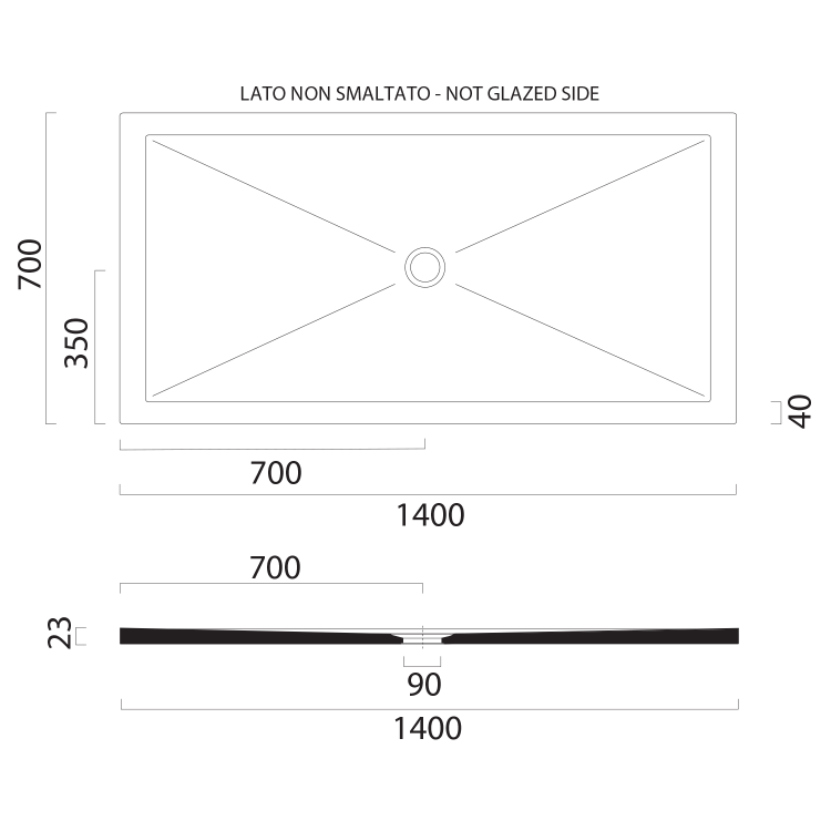 Obdélníková sprchová vanička 140×70 cm bílá mat – GSI Extra flat 46140709