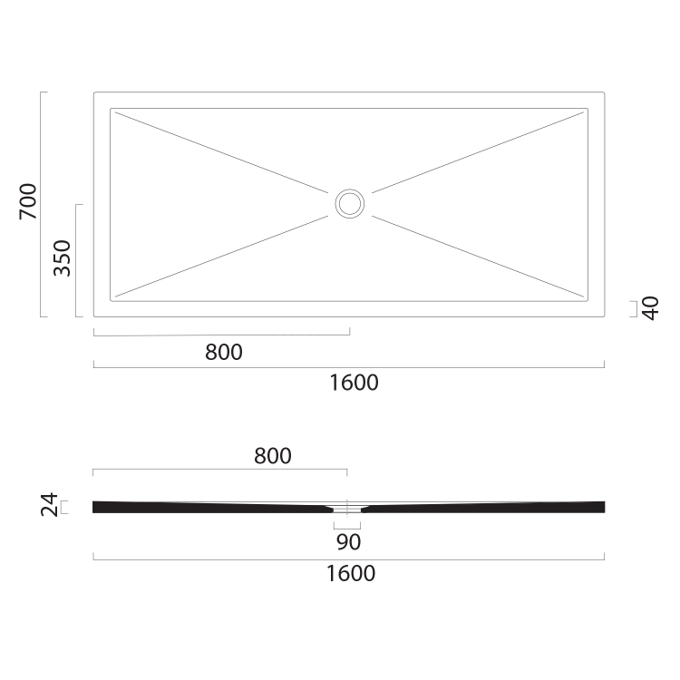 Obdélníková sprchová vanička 160×70 cm bílá mat – GSI Extra flat