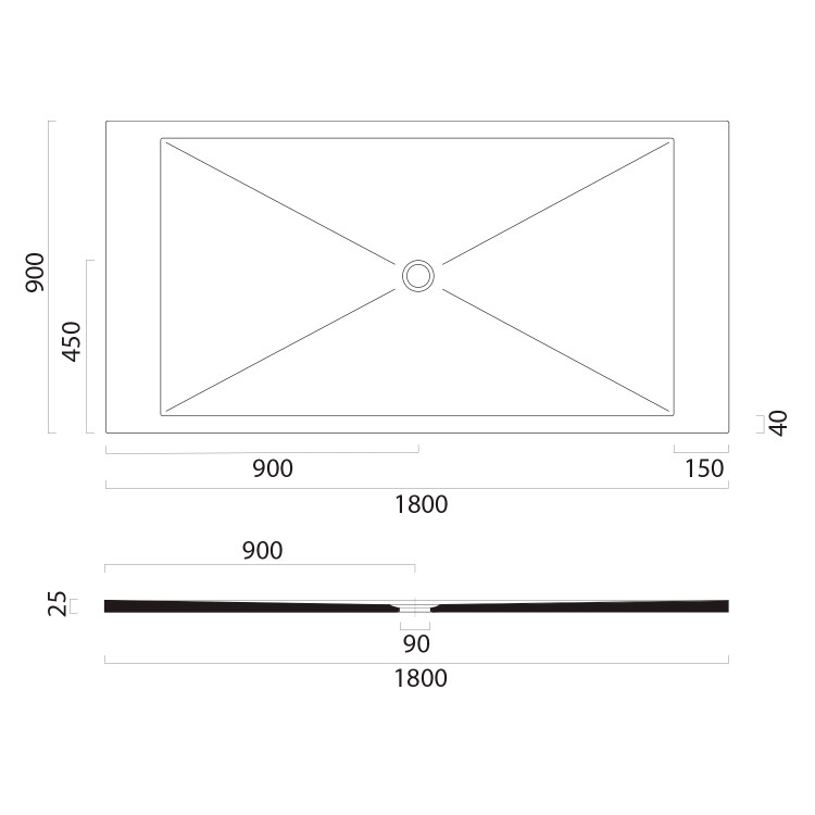 Obdélníková sprchová vanička 180×90 cm bílá mat – GSI Extra flat 46180909