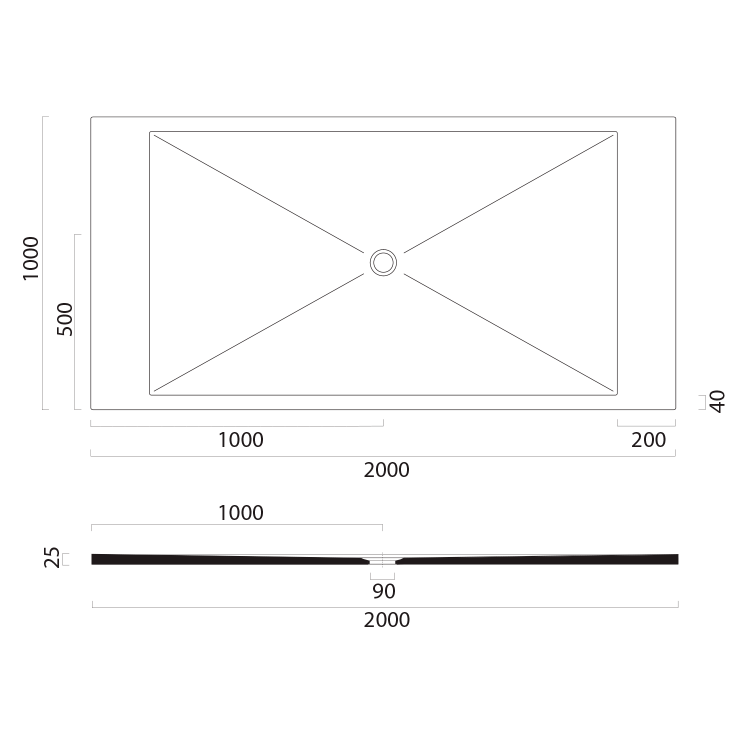Obdélníková sprchová vanička 200×100 cm bílá mat – GSI Extra flat 46201009