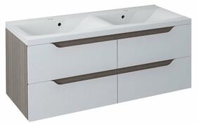 Dvojumyvadlová skříňka 119,7×50×47,8 cm bílá mat/mali wenge – Sapho WAVE WA120-3021 | Více -