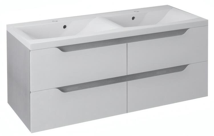 Dvojumyvadlová skříňka 119,7×50×47,8 cm bílá/dub stříbrný – Sapho WAVE WA120-3011