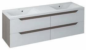 Dvojumyvadlová skříňka 149,7×50×47,8 cm bílá mat/mali wenge – Sapho WAVE WA150-3021 | Více - 