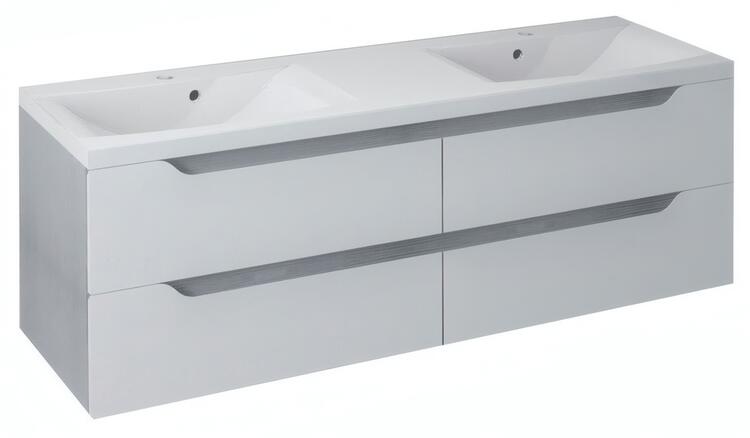 Dvojumyvadlová skříňka 149,7×50×47,8 cm bílá/dub stříbrný – Sapho WAVE