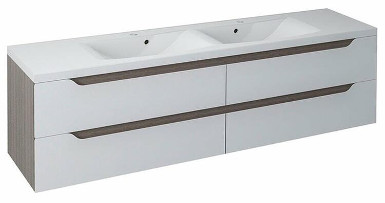 Dvojumyvadlová skříňka 179,7×50×47,8 cm bílá mat/mali wenge – Sapho WAVE WA180-3021