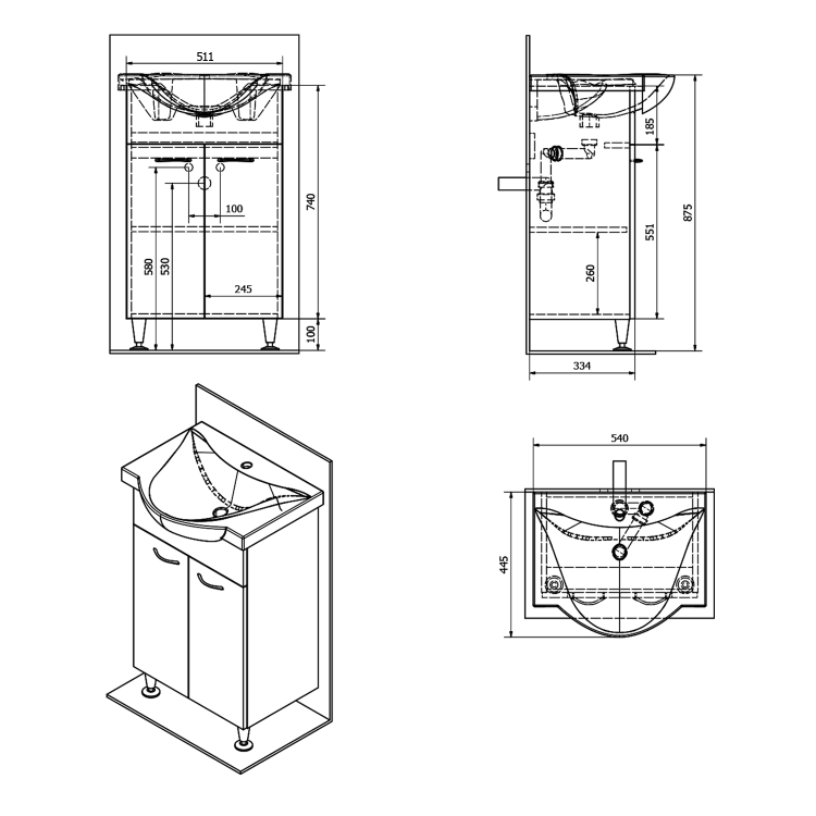 Koupelnová umyvadlová skříňka bílá - Aqualine KERAMIA FRESH 50057