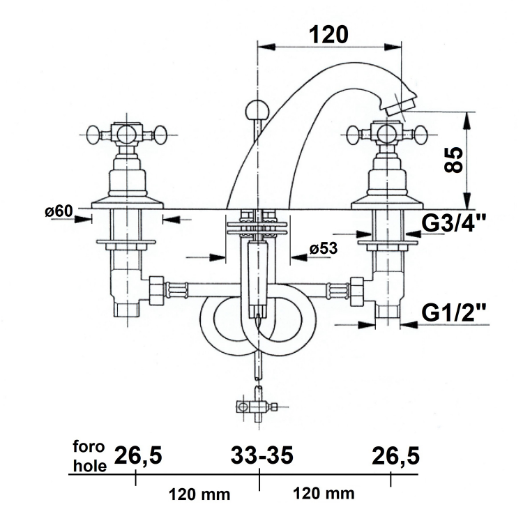Umyvadlová tříprvková baterie s výpustí růžové zlato – Sapho ANTEA 3027