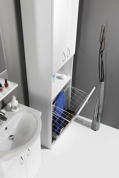 Vysoká skříňka bílá - AQUALINE SIMPLEX ECO SIME510