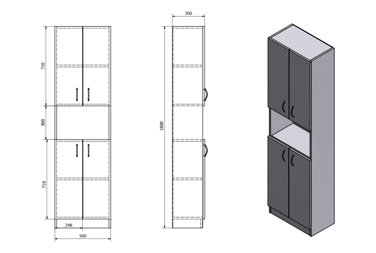 SIMPLEX ECO vysoká skříňka 50x180x30cm