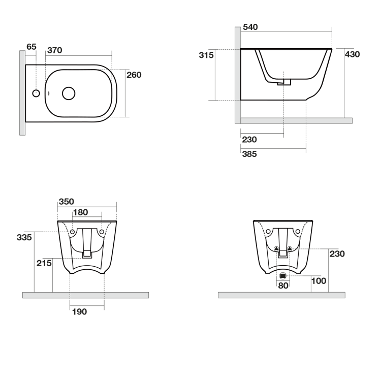 TRIBECA bidet závěsný 35x54cm, bílá