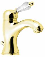 Umyvadlová stojánková páková baterie s výpustí zlato/krystal – Sapho KIRKÉ CRYSTAL KI02KZ | Více - 