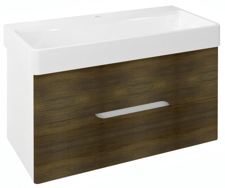 Umyvadlová skříňka 96×51×48,5 cm bílá mat dub graphite – Sapho MEDIENA MD101