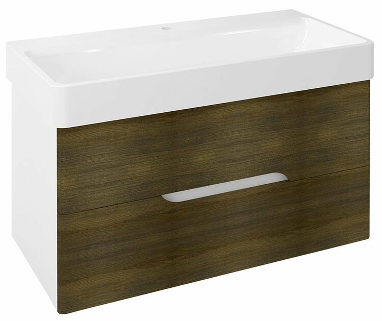 Umyvadlová skříňka 96×51×48,5 cm bílá mat dub graphite – Sapho MEDIENA MD101