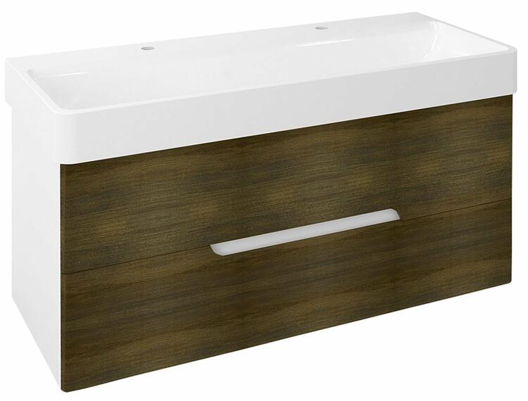 Umyvadlová skříňka 117×51×48,5 cm bílá mat dub graphite – Sapho MEDIENA
