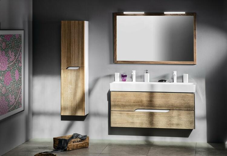 Umyvadlová skříňka 117×51×48,5 cm bílá mat dub graphite – Sapho MEDIENA