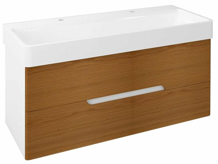 MEDIENA umyvadlová skříňka 117x51x48,5cm, bílá mat/dub natural