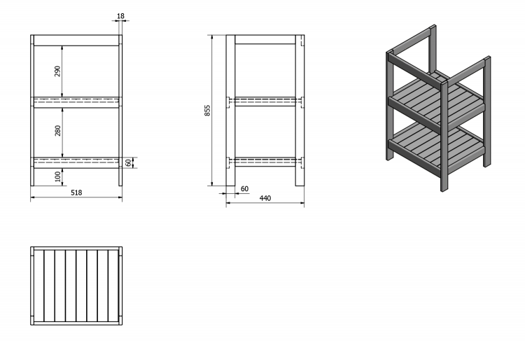 Koupelnová policová umyvadlová skříňka bílá - Aqualine ETIDE ET505